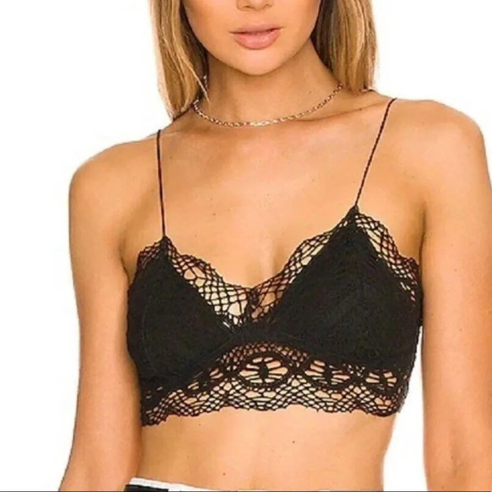Free People Mariana Bralette women’s Small s black crop top - Picture 6 of 7